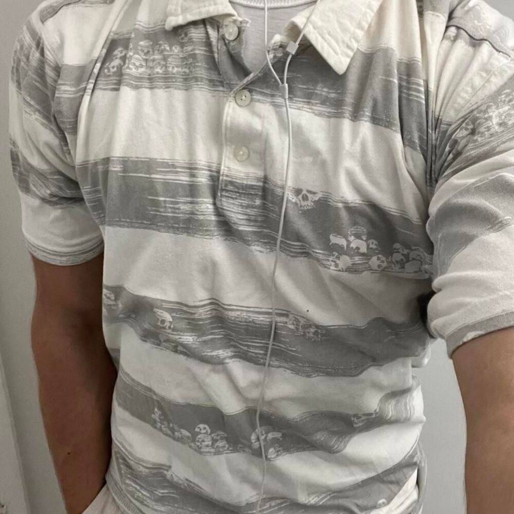 Unbranded Men's White and Grey Polo-shirts